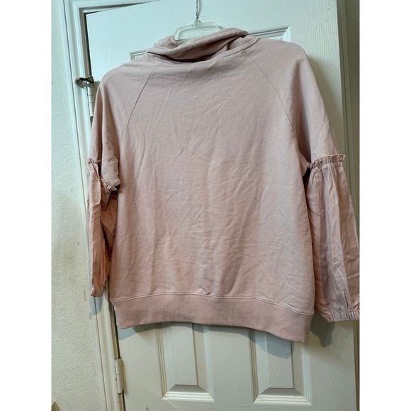 Pull over sweat shirt in pink smoke XS, ruffled sleeves, NWT‎ - Picture 3 of 6